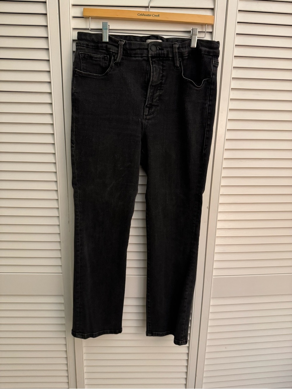 Good American Good Straight Black Jeans, size 12/31: